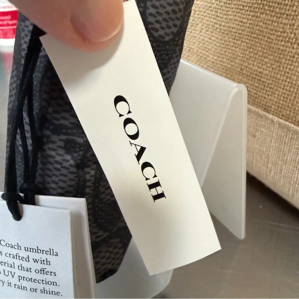 Coach Mini Black and Gray Umbrella with UV protection / CZ197 - Picture 4 of 9